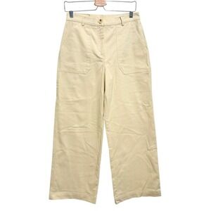 Zara Wide Leg Painter Jean Wms Sz M Light Tan Streetwear Skater Utility Khaki